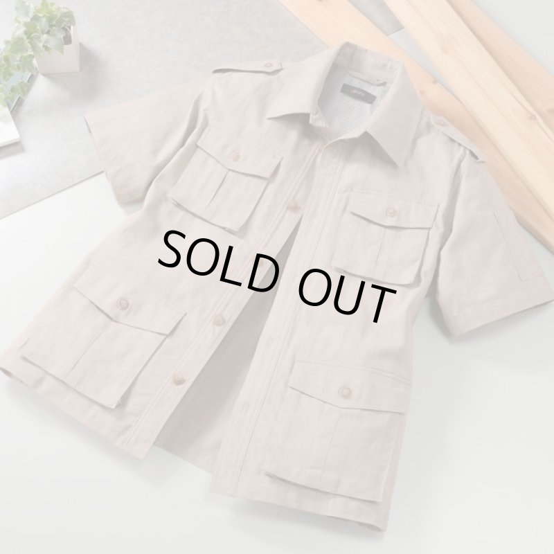 画像4: Pierucci(ピエルッチ)麻混半袖サファリジャケット (4)