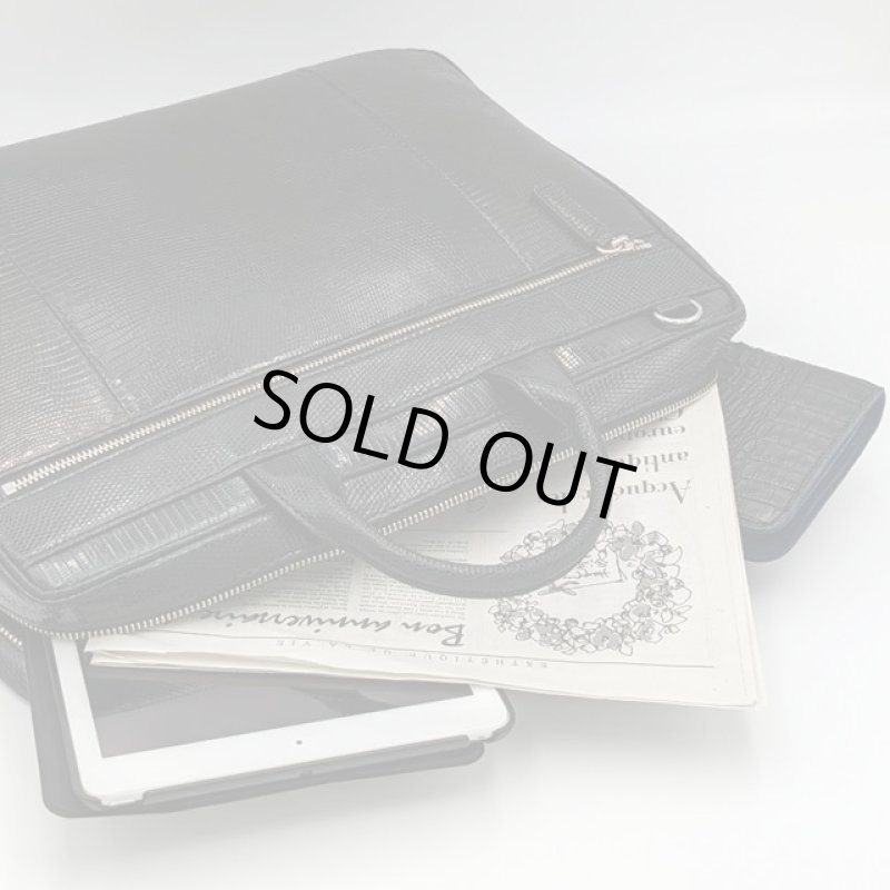 画像2: リザード本革ビジネスバッグ (2)