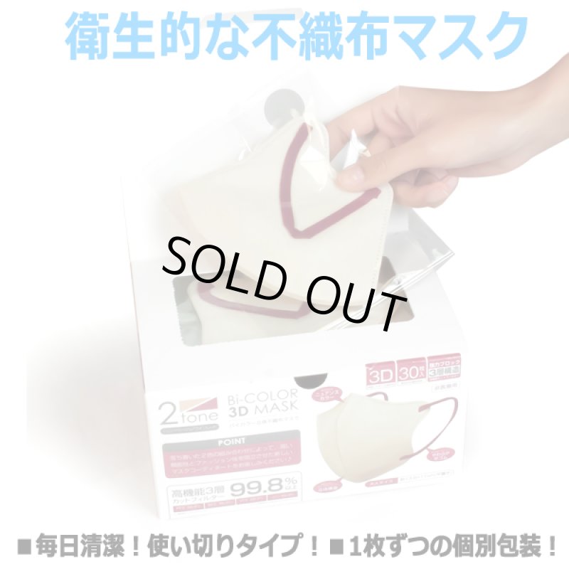 画像4: 送料無料!バイカラー3D立体不織布マスク99%カットフィルター1BOX(30枚)セット (4)