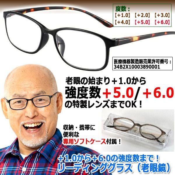 ＋1.0から＋6.0の強度数まで！リーディンググラス（老眼鏡）TIME-P157S