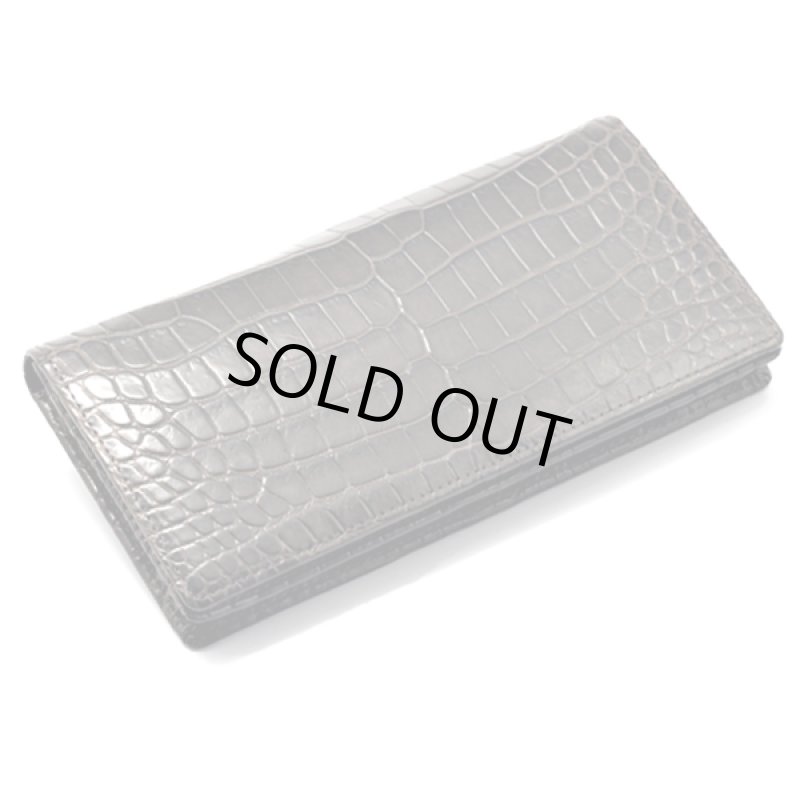 画像10: クロコダイル革センター取り無双仕立て長財布 (10)