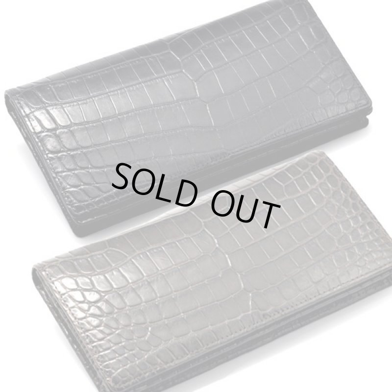 画像8: クロコダイル革センター取り無双仕立て長財布 (8)