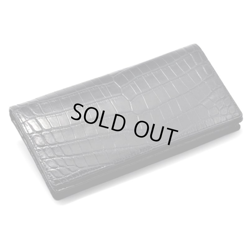 画像9: クロコダイル革センター取り無双仕立て長財布 (9)