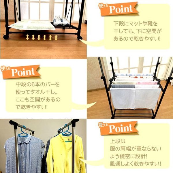 折りたためるワンタッチ開閉ハンガーラック[レギュラーサイズ幅120cm