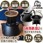 画像1: 岩鋳南部鉄器IH対応コーヒードリッパー付鉄瓶兼用急須（肌模様/0.75L） (1)