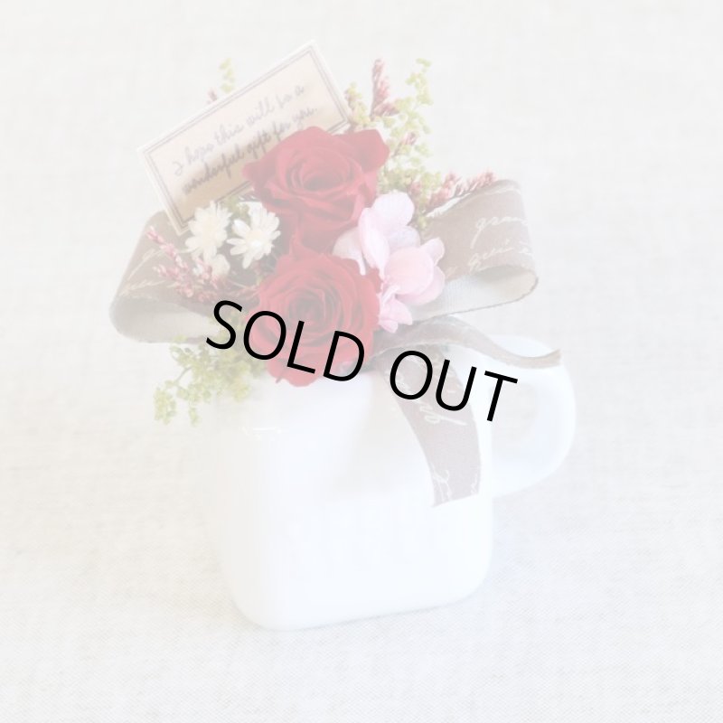 画像5: ATELIER MONO プリザーブドフラワー「ミニブーケ陶器セット・レッド（クリアケース付）」 (5)