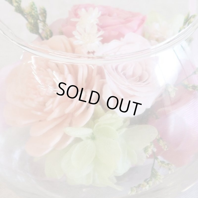 画像2: ATELIER MONO プリザーブドフラワー「ミニブーケガラスポット・ピンク（クリアケース付））」 (2)