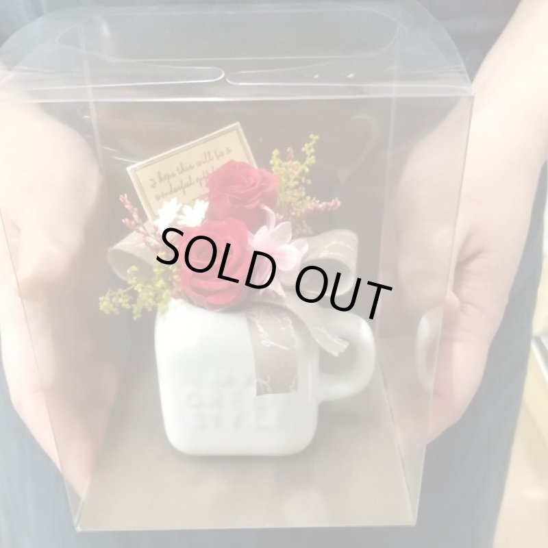 画像3: ATELIER MONO プリザーブドフラワー「ミニブーケ陶器セット・レッド（クリアケース付）」 (3)