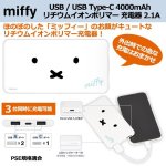 画像1: 送料無料！ミッフィー USB / USB Type-C 4000mAh リチウムイオンポリマー 充電器 2.1A／フェイス (1)