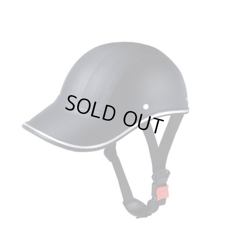 画像6: CEマーク取得キャップ型自転車ヘルメット[レザー調BLACK]  (6)