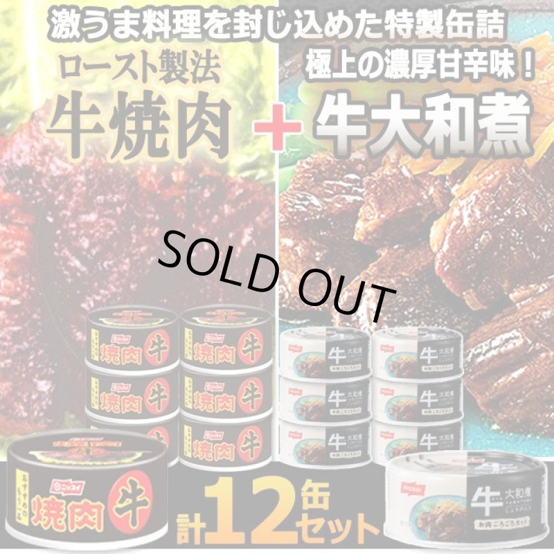 画像1: 食べ比べ拘りの味付け牛肉！牛焼肉＆牛大和煮 計12缶セット  (1)