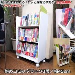 画像1: 送料無料！斜めコミックラック3段／幅45cm (1)