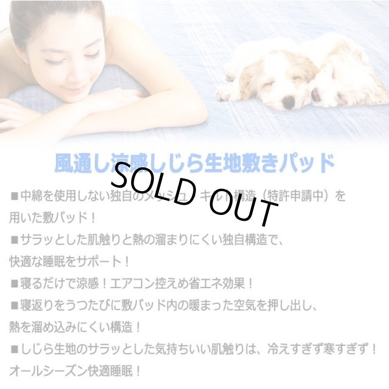 画像2: オールシーズン肌ざわりサラリ通気性！風通し涼感しじら生地敷きパッド（枕カバー付き）[セミダブル]  (2)