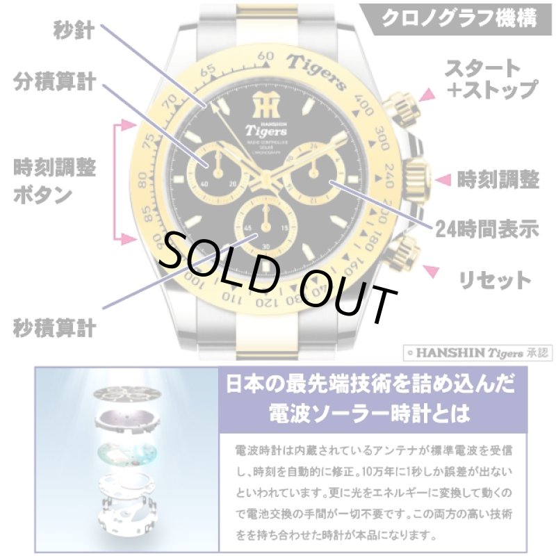 画像2: 阪神タイガース電波ソーラークロノグラフ (2)