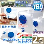 画像1: 折りたたみ式ウォータータンク 16L広口タイプ[2点] (1)