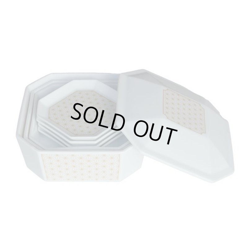 画像6: 日本製「隅切重箱3段重小皿揃 ／麻の葉」 (6)