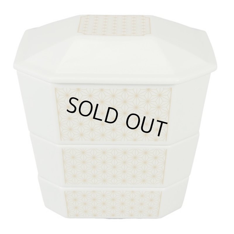 画像4: 日本製「隅切重箱3段重小皿揃 ／麻の葉」 (4)