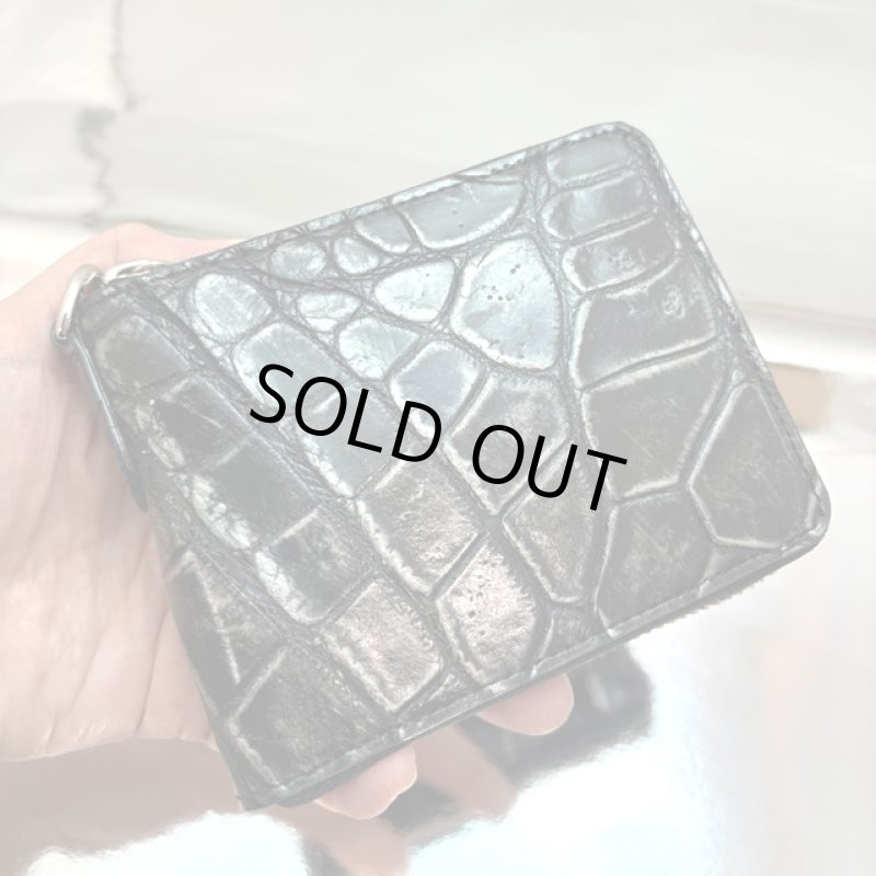 画像11: 本クロコダイル革ラウンドジップ二つ折り財布ダブルフィニッシュ仕上げ (11)