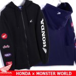 画像8: HONDA×MONSTER WORLDワッペンスリーブZIPパーカー (8)