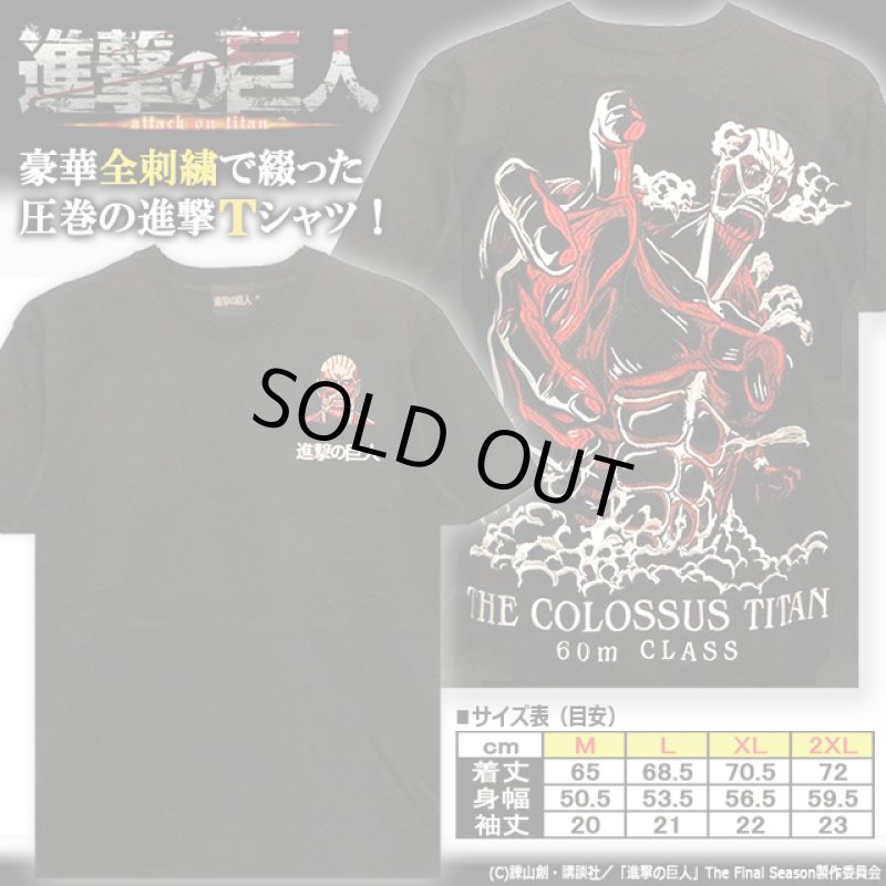 画像4: 進撃の巨人 オール刺繍Ver.天竺Tシャツ 超大型巨人 (4)