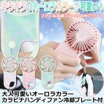 画像1: 大人可愛いオーロラカラー カラビナハンディファン 冷却プレート付 (1)