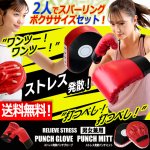 画像1: 送料無料！ボクササイズ階級チャンピオン！クッション内蔵パンチグローブ＆パンチミットセット (1)