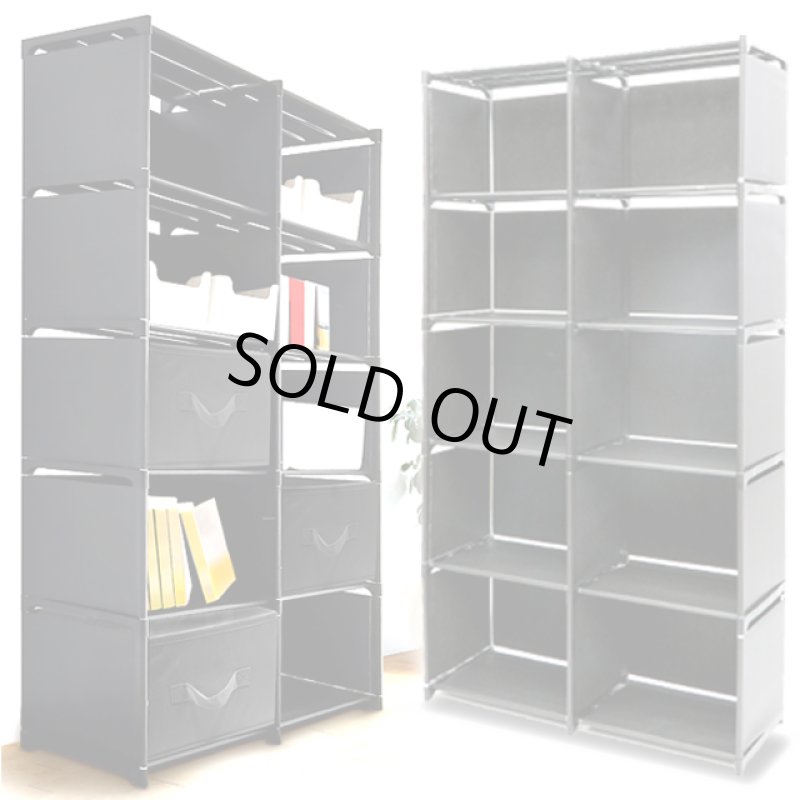 画像5: 工具不要で完成！モダンスチールラック5段×2列 (5)