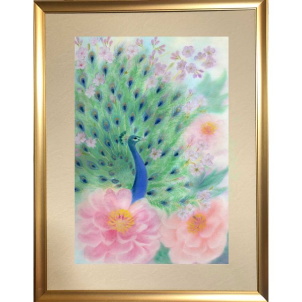 しあわせ夢絵「花咲く孔雀」（夢絵師 西なつめ）FRM-YME01