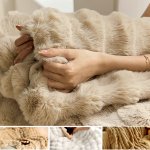 画像10: ラビットファー調×ミンクファー調ふわとろブランケット140×200cm (10)
