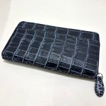 画像5: 送料無料！目地染めクロコダイル本革ラウンドジップウォレット (5)