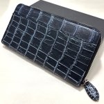 画像8: 送料無料！目地染めクロコダイル本革ラウンドジップウォレット (8)