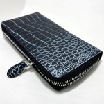 画像6: 送料無料！目地染めクロコダイル本革ラウンドジップウォレット (6)