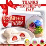 画像1: 母の日企画 ホシフルーツ あまおうのクリームいちご大福fuwaru3個入＆幸せのプリザーブドフラワーアレンジメント クリスタルドームセット (1)