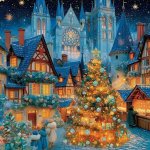 画像3: クリスマスアートジグソー「クリスマスマーケット~星と灯の交差点」1000Pフレームセット (3)