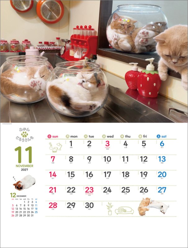 画像2: 2027年ねこと生活 みかんとじろうさんちカレンダー (2)