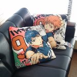 画像2: ハイキュー!!45角スクエアクッション日向&影山2種セット(ジャンプ,烏野高校バレーボール部,枕) (2)