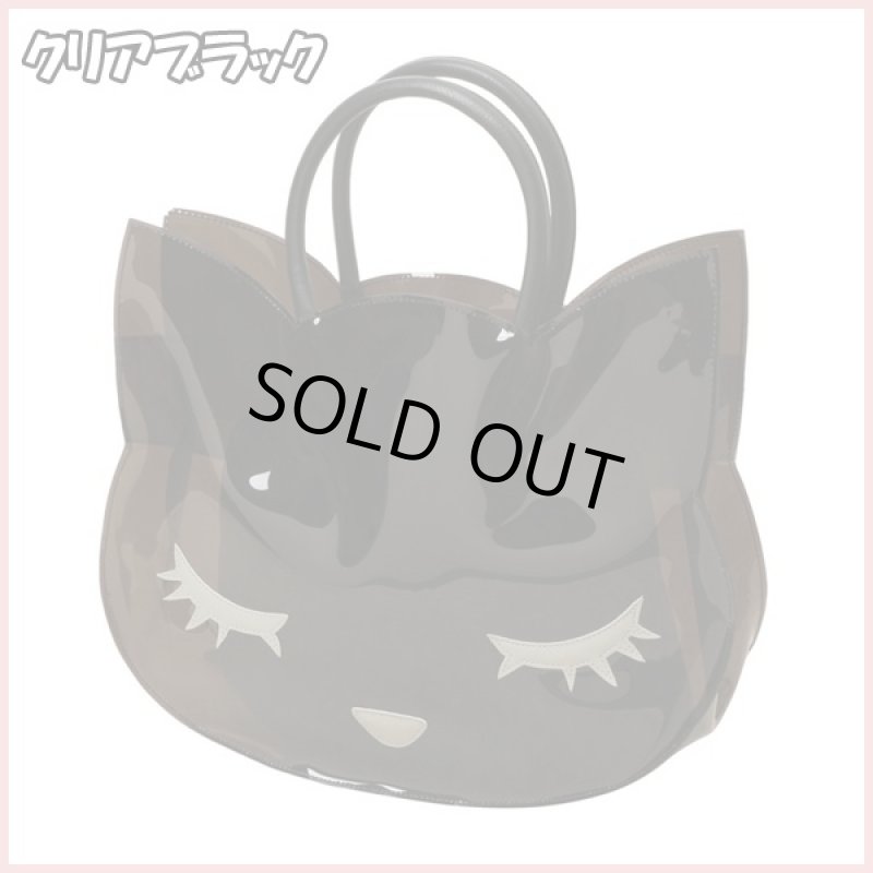 画像4: プーちゃんフェイスビニールトート (シースルー,クリア,トートバッグ,鞄,同色巾着付,ネコ,ねこ,猫,エナメル,BAG,水着,リゾート,ビーチ) (4)