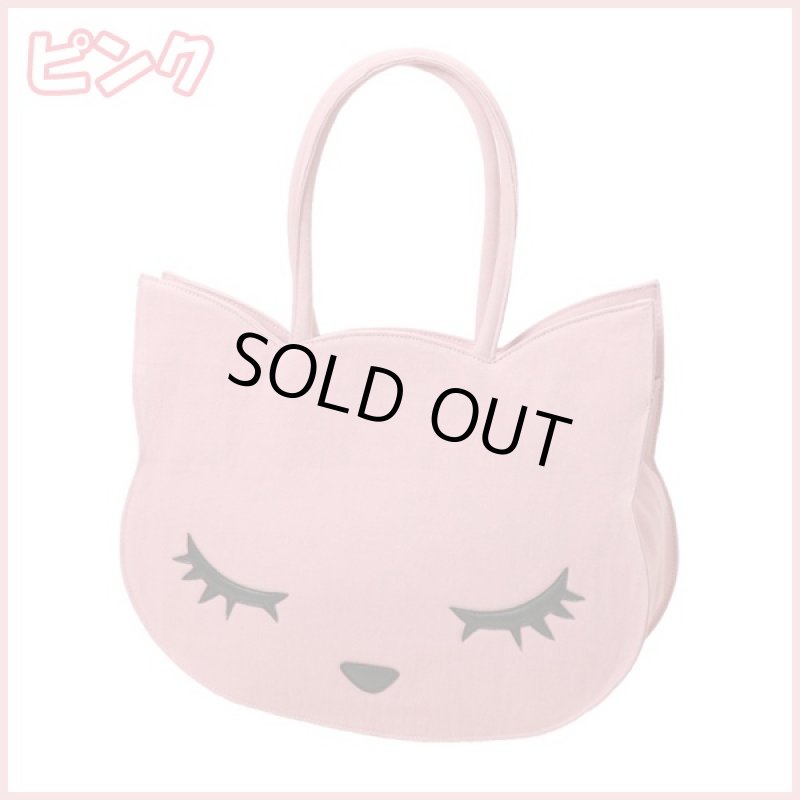 画像3: プーちゃんフェイスデニムトート (鞄,手提げ,ネコ,ねこ,猫,顔,BAG,カジュアル,タフ,コットン,キャンバス,スマホポケット) (3)