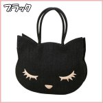 画像4: プーちゃんフェイスデニムトート (鞄,手提げ,ネコ,ねこ,猫,顔,BAG,カジュアル,タフ,コットン,キャンバス,スマホポケット) (4)