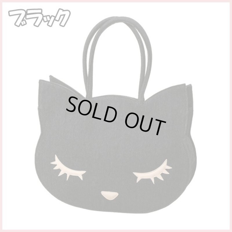 画像4: プーちゃんフェイスデニムトート (鞄,手提げ,ネコ,ねこ,猫,顔,BAG,カジュアル,タフ,コットン,キャンバス,スマホポケット) (4)