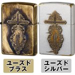 画像2: ZIPPOマリア十字架「ユーズド ブラッシュ加工Ver.」 (十字架,クロス,オイル,ハンドメイド,ブラス,聖母,メタル,使い込んだ感じ) (2)