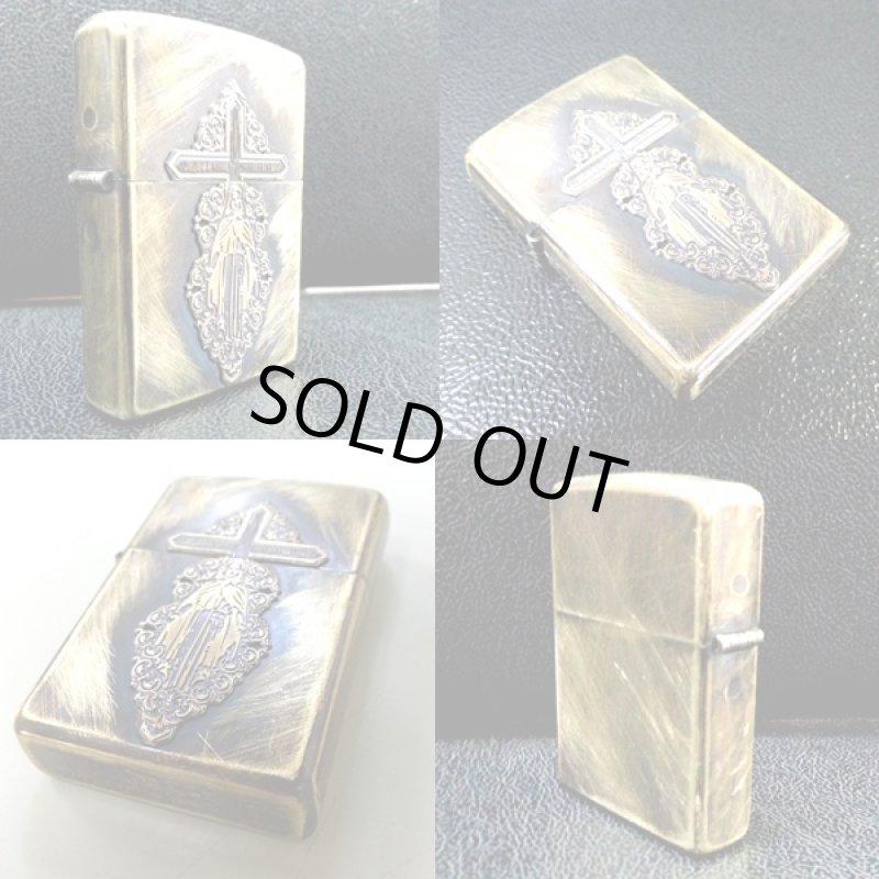 画像3: ZIPPOマリア十字架「ユーズド ブラッシュ加工Ver.」 (十字架,クロス,オイル,ハンドメイド,ブラス,聖母,メタル,使い込んだ感じ) (3)