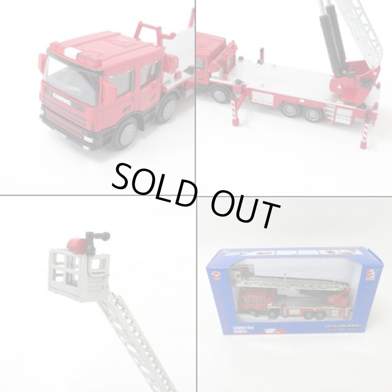 画像4: ダイキャスト重機「はしご消防車」 (合金製,ミニカー,建設車,はたらく車,1:50,はしご車,レッド,玩具,インテリア,オブジェ) (4)