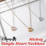 画像1: Disneyミッキーシンプルハートネックレス(DISNEY公式ライセンス,ディズニー,レディース,Mickey,オープンハート,スワロフスキー) (1)