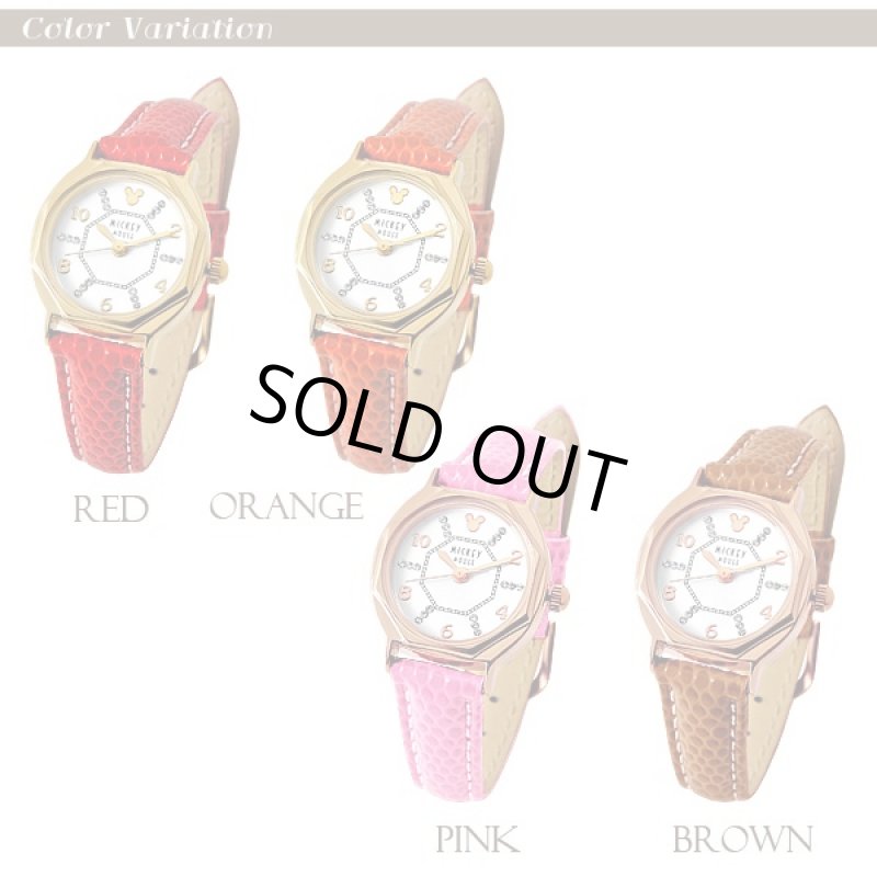 画像4: Disneyミッキー八角形腕時計(ディズニー,DISNEY,ウォッチ,レディース,本革ベルト,風水腕時計,八角形腕時計) (4)