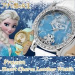 画像1: Disneyアナと雪の女王ハートチャーム腕時計(DISNEY,ウォッチ,レディース,本革ベルト,アナ雪公式グッズ,ギフトFROZEN) (1)
