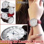画像1: Disneyミッキー3Dレザーウォッチ(ディズニー,DISNEY,Mickey,男女兼用,本革ベルト,腕時計,レザーベルト,ギフト,ミッキーフェイス) (1)