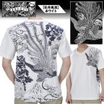 画像2: satori-さとり-抜染&刺繍Tシャツ(牡丹に鳳凰)(メンズ/綿/コットン/和柄/ハードデザイン/夏/神鳥/ 大輪の華) (2)