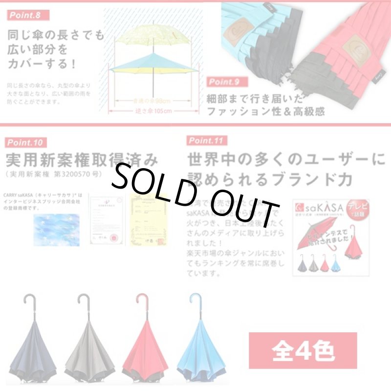 画像3: CARRY saKASA City Model (逆さ傘,キャリーサカサ,シティモデル,逆さ開き,超撥水,UVカット,自立傘,濡れない,耐風傘) (3)