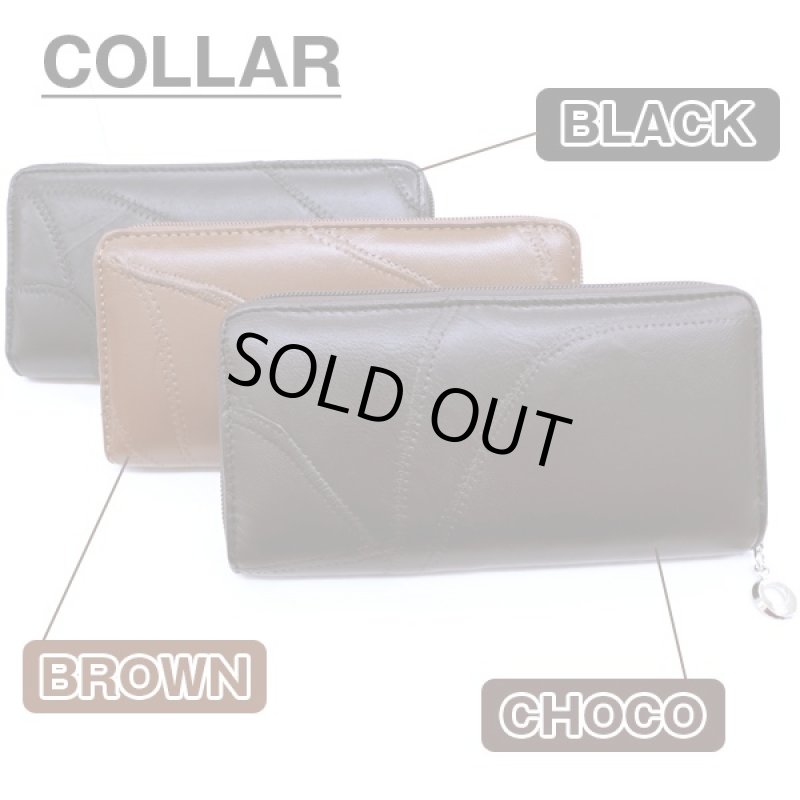 画像5: ラム革ソーイングラウンドファスナーウォレット(ラムレザー,ロングウォレット,長財布,ジップ仕様,パッチワーク,縫い合わせ,男女兼用) (5)